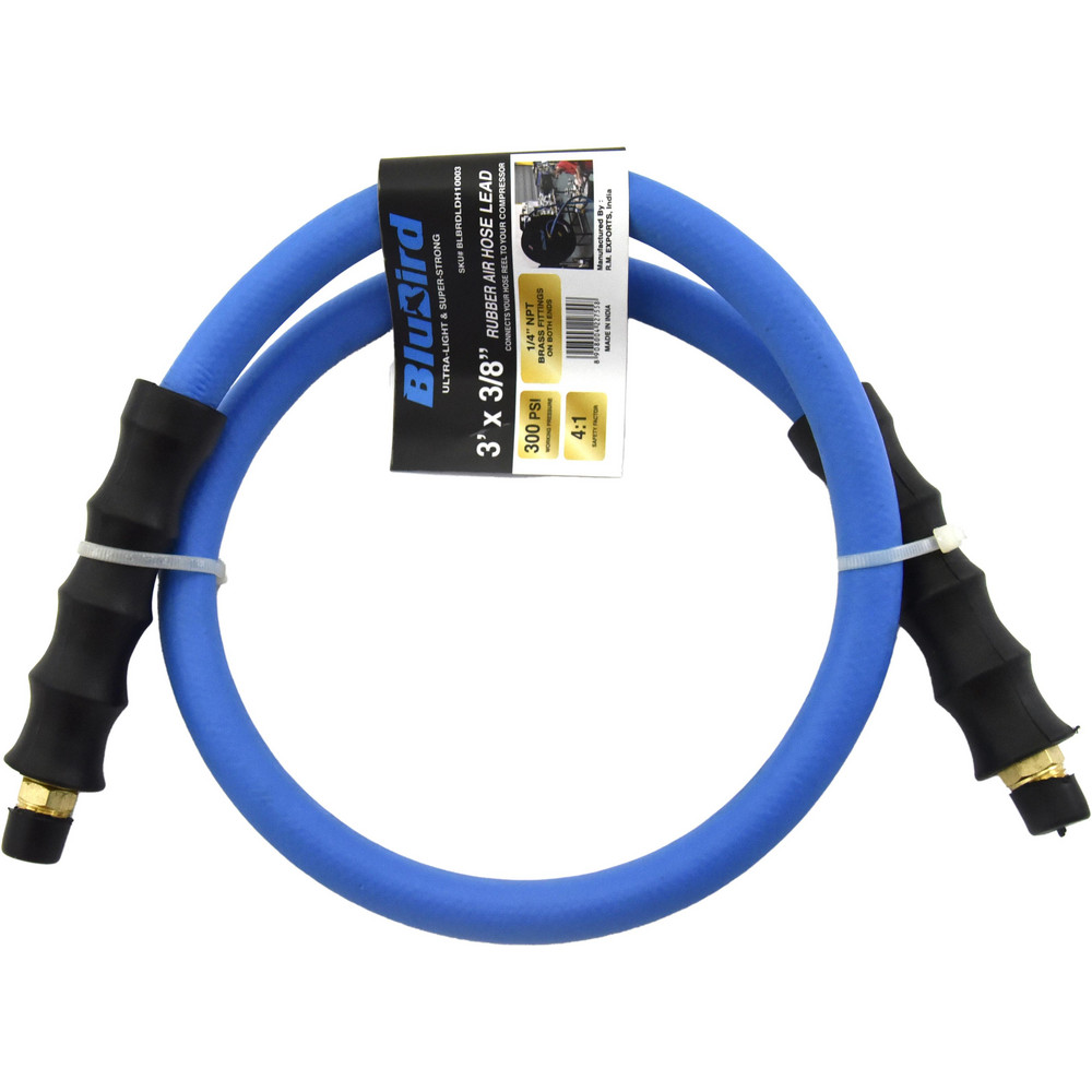 BluBird Air & Multi-Purpose Hose: Hose Type: Lead-in Whip Hose; Length Ft. (Feet): 3; Type: Rubber Air Hose; Inside Diameter (Inch): 3/8 - BBLD3803