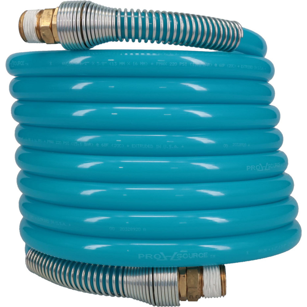 Coilhose Pneumatics Coiled & Self Storing Hose: 1/4" ID, 25' Long, Male Swivel x Male Swivel - S14-25B
