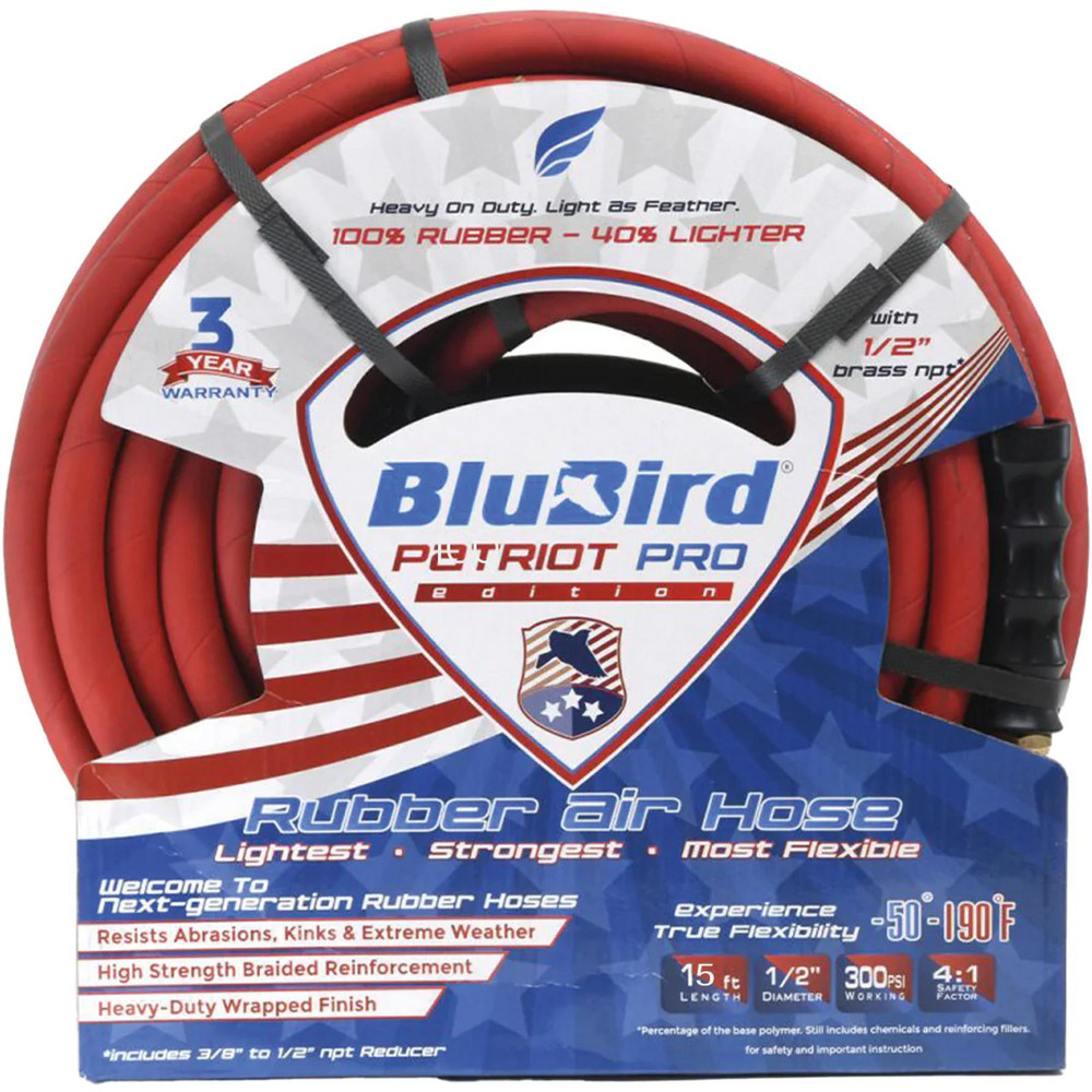 Patriot Pro Air & Multi-Purpose Hose: Hose Type: Multipurpose Air Hose; Length Ft. (Feet): 15; Type: Rubber Air Hose; Inside Diameter (Inch): 1/2 - PPPRO1215