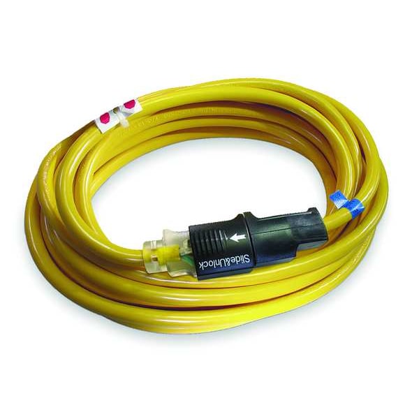 Power First SJTOW Locking Extension Cord, 14 AWG, Outdoor, 14/3, 1 Outlets, 5-15R, Yellow, PVC, 5-15P, 90 ft - 4FZY7