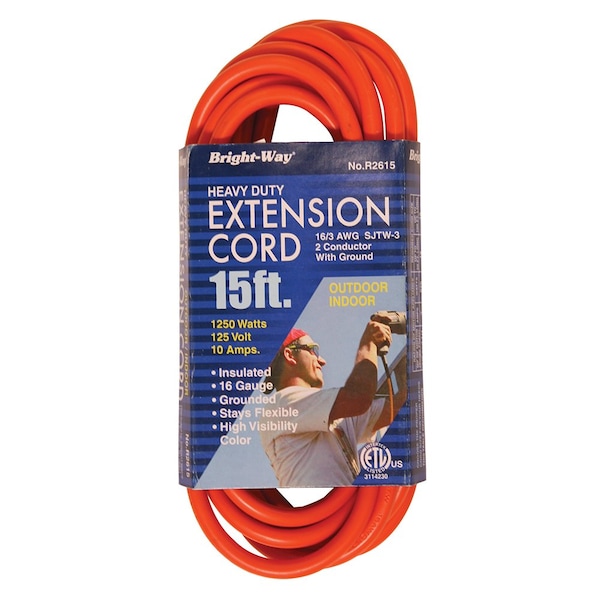 Jones Stephens Extension Cord, 16 AWG, 16/3, Orange, 10 in - E25000
