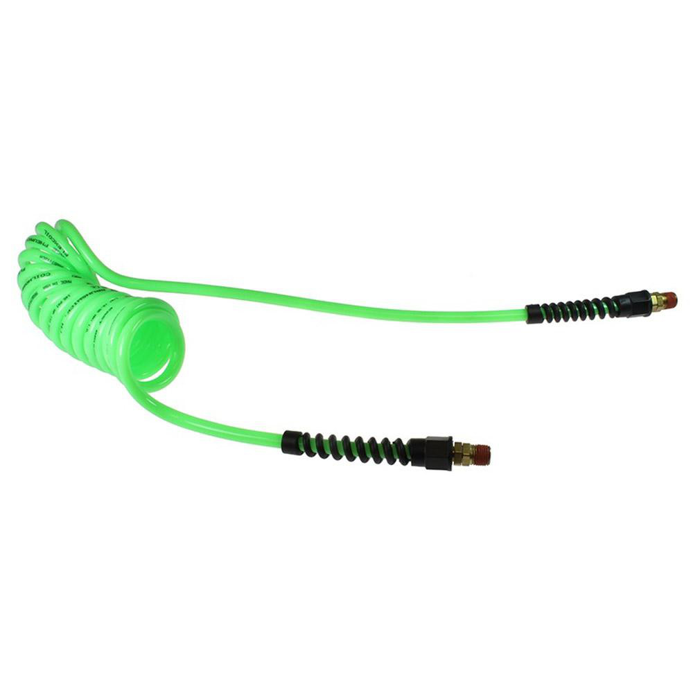 Value Collection Coiled & Self Storing Hose: 1/4" ID, 15' Long, Swivel - KP84116