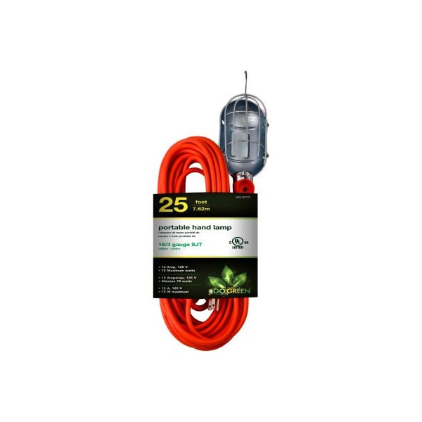 Gogreen Hand Lamp Extension Cord, 16 AWG, 16/3, 25 ft - GG-36725