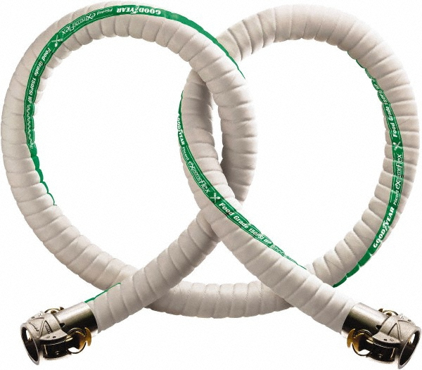Alliance Hose & Rubber Food & Beverage Hose: 2" ID, 2.4" OD, 10' Long - FTG200-10CE-M