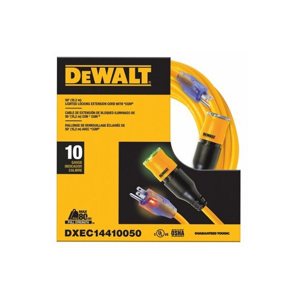 Century Wire & Cable SJTW Locking Extension Cord, 10 AWG, 10/3, 50 ft - DXEC14410050