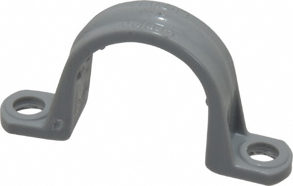 Anvil Pipe or Conduit Strap: 3/8" Pipe, 3/8" Tube, Malleable Iron, Plated Finish, 1 Mount Hole, Bolt Down & Screw-On - 0500015003