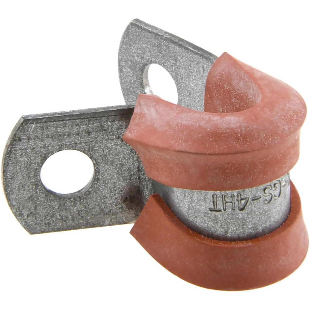 Made in USA Cushion Clamp: 1/4" Pipe, Galvanized Steel & Silicone Cushion, Blue & Silver - STAR-GS-4HT