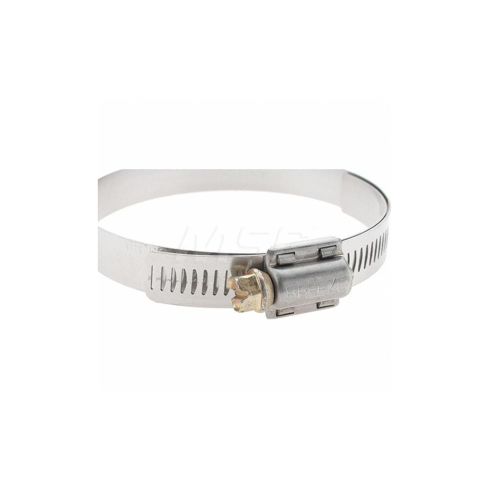 Made in USA Worm Gear Clamp: SAE 52, 2-13/16 to 3-3/4" Dia, Stainless Steel Band - 9252H BW