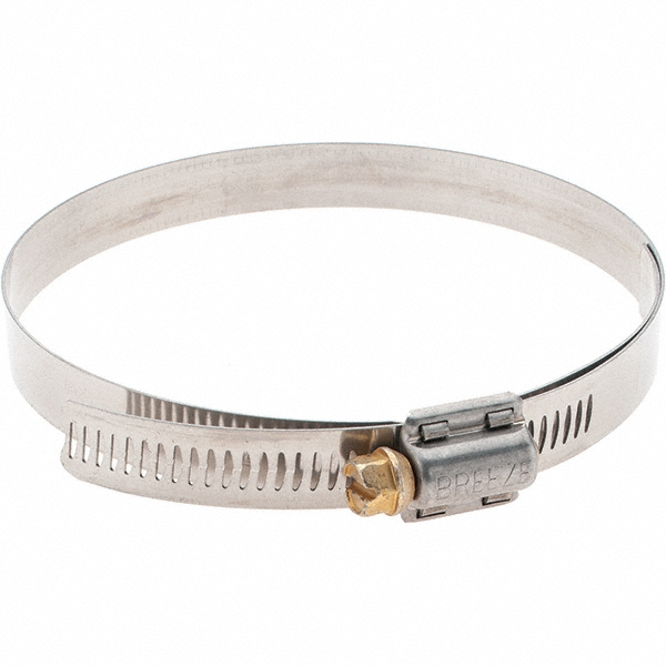Made in USA Worm Gear Clamp: SAE 52, 2-13/16 to 3-3/4" Dia, Stainless Steel Band - 9252H BW