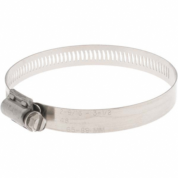 IDEAL TRIDON Worm Gear Clamp: SAE 48, 2-9/16 to 3-1/2" Dia, Stainless Steel Band - 632048102