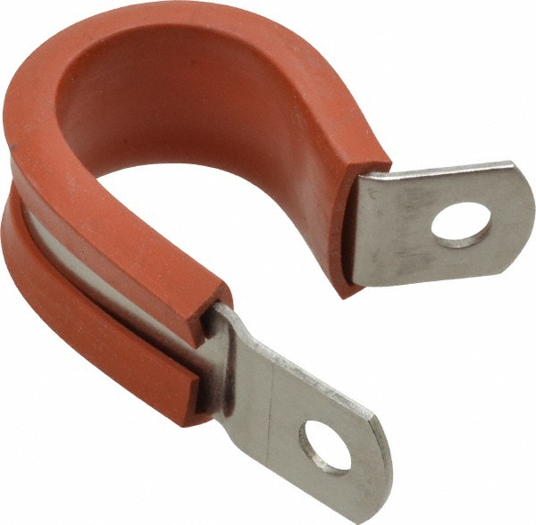 Made in USA Cushion Clamp: 3/4" Pipe, Stainless Steel, Red - STAR-SS-12HT