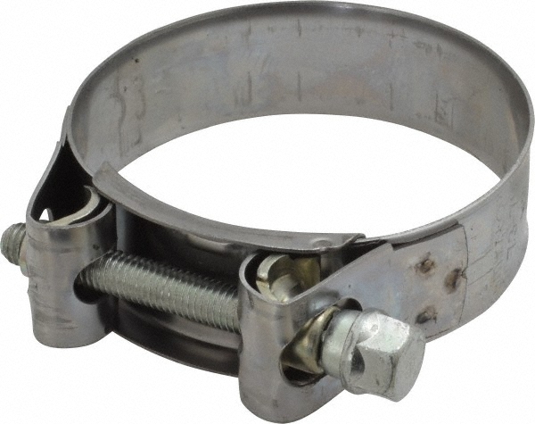 Mikalor T-Bolt Hose Clamp: 4.1 to 4.41" Hose, 63/64" Wide, Stainless Steel - 301324-3
