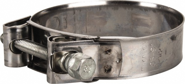 Mikalor T-Bolt Hose Clamp: 4.1 to 4.41" Hose, 63/64" Wide, Stainless Steel - 301324-3