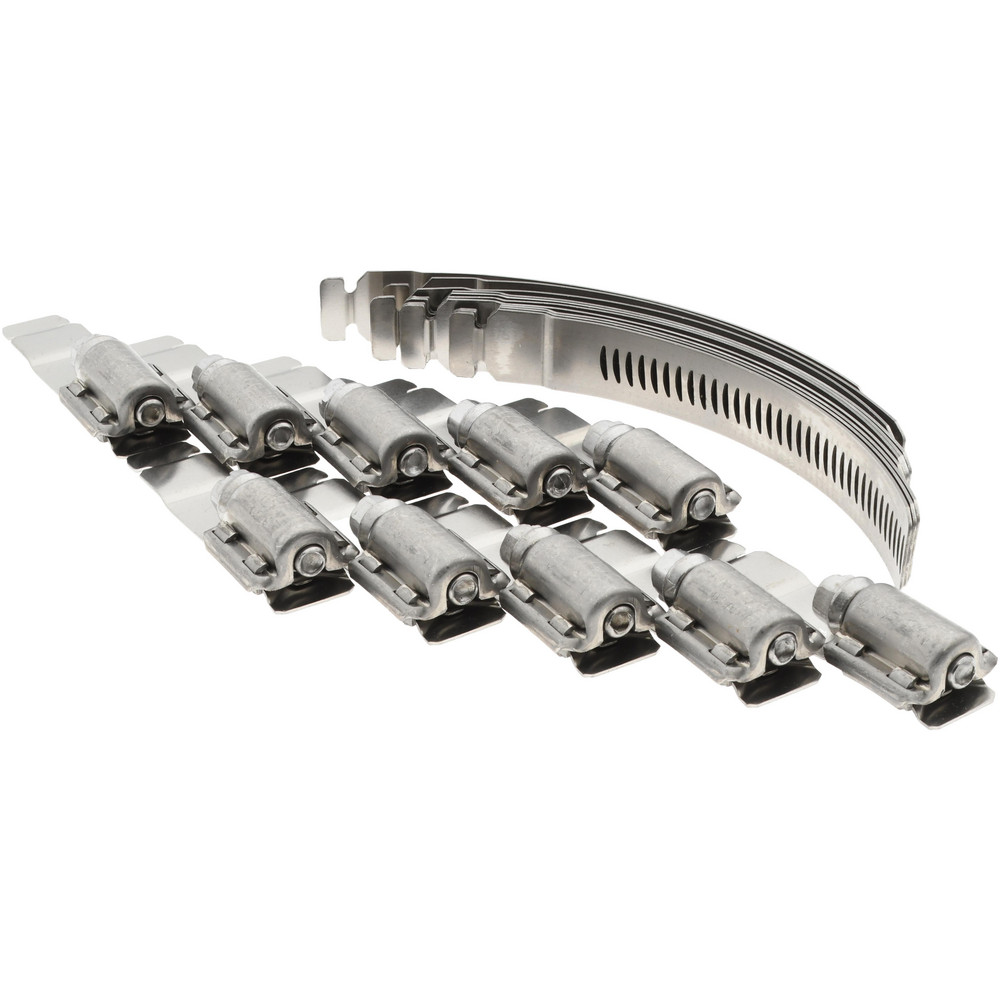 EVER-TITE® Coupling Products Worm Gear Clamp: SAE 128, 2-1/2 to 8-1/2" Dia, Stainless Steel Band - 3WGB128
