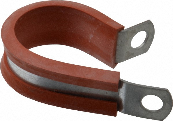 Made in USA Cushion Clamp: 1/2" Pipe, Galvanized Steel & Silicone Cushion, Red - STAR-GS-8HT