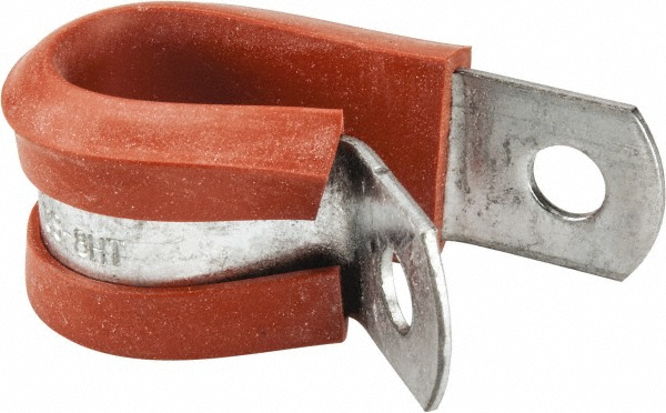 Made in USA Cushion Clamp: 1/2" Pipe, Galvanized Steel & Silicone Cushion, Red - STAR-GS-8HT
