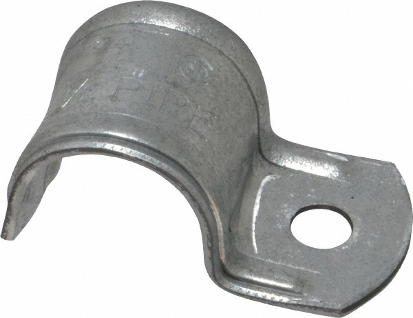 Thomas & Betts Pipe or Conduit Strap: 4" Pipe, Steel, Zinc Finish, 2 Mount Holes, Screw-On - HS910