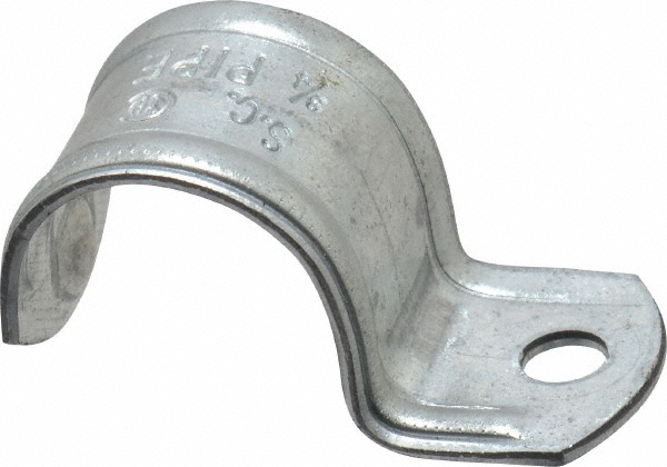 Thomas & Betts Pipe or Conduit Strap: 4" Pipe, Steel, Zinc Finish, 2 Mount Holes, Screw-On - HS910