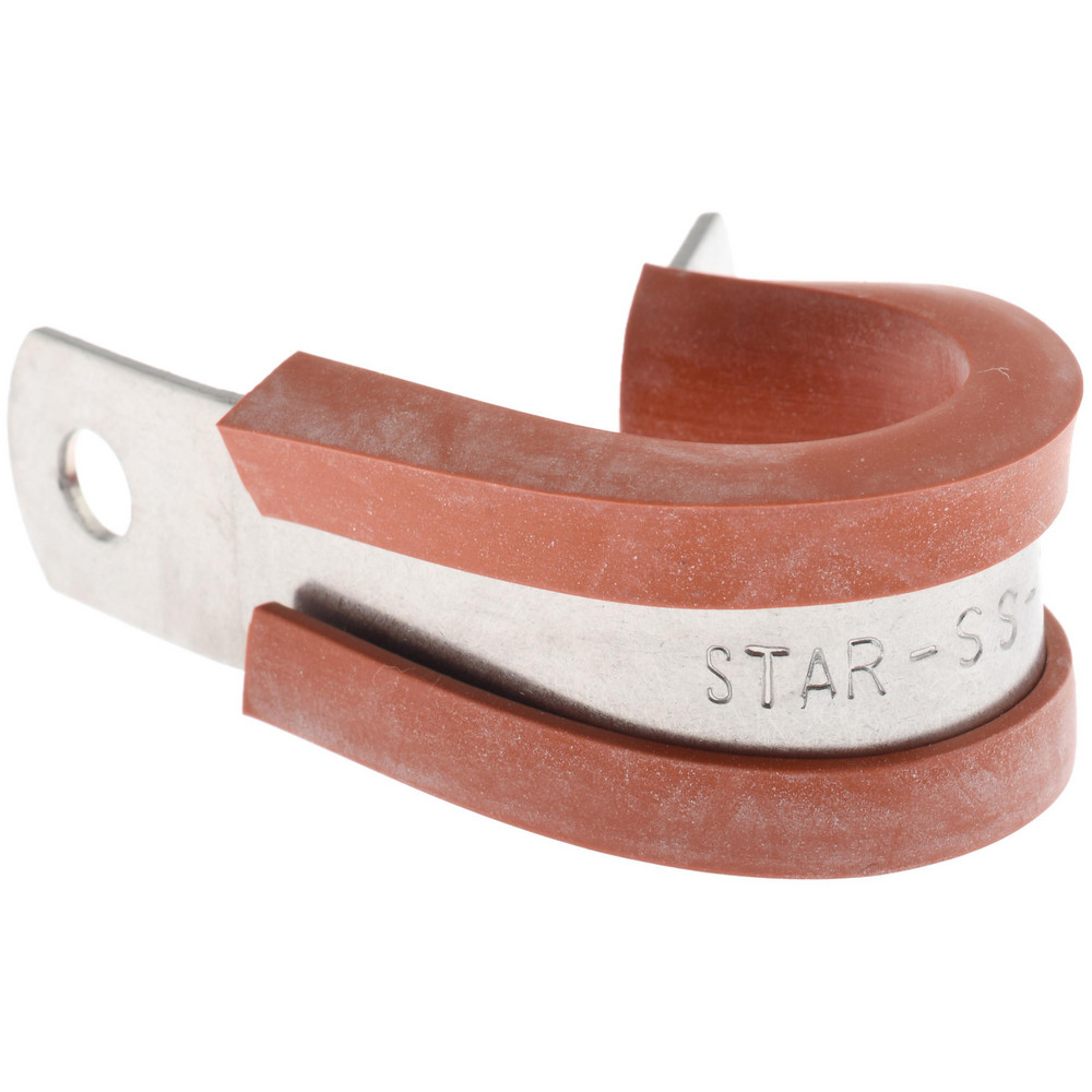 Made in USA Cushion Clamp: 5/8" Pipe, Stainless Steel, Red - STAR-SS-10HT