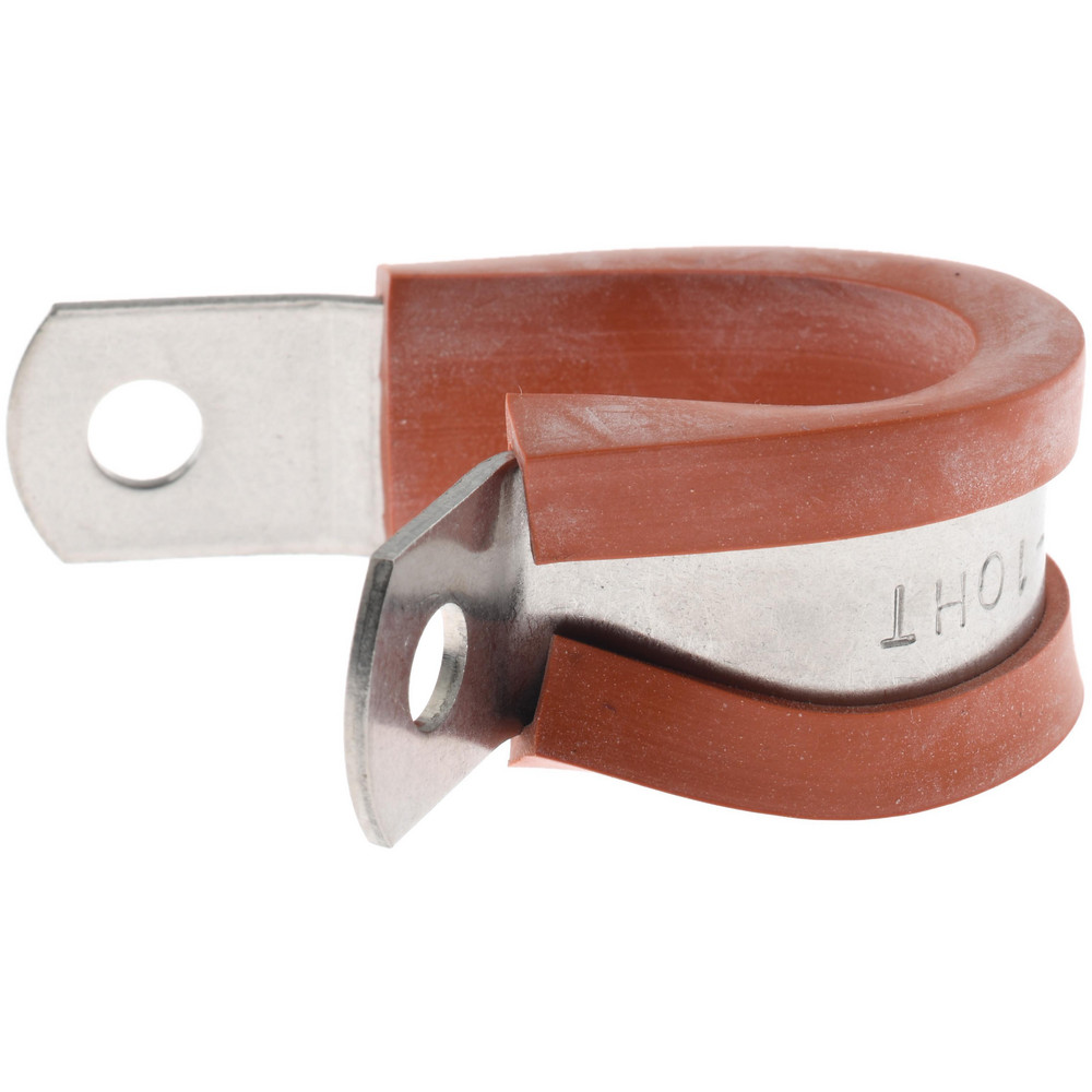Made in USA Cushion Clamp: 5/8" Pipe, Stainless Steel, Red - STAR-SS-10HT