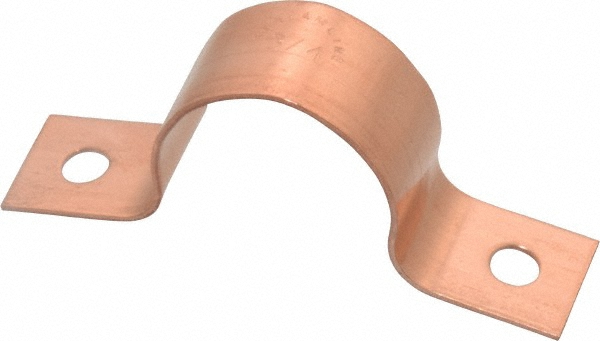 Mueller Industries Pipe or Tube Strap: 1-1/8" Pipe, 1" Tube, Copper, 2 Mount Holes - A 02614R
