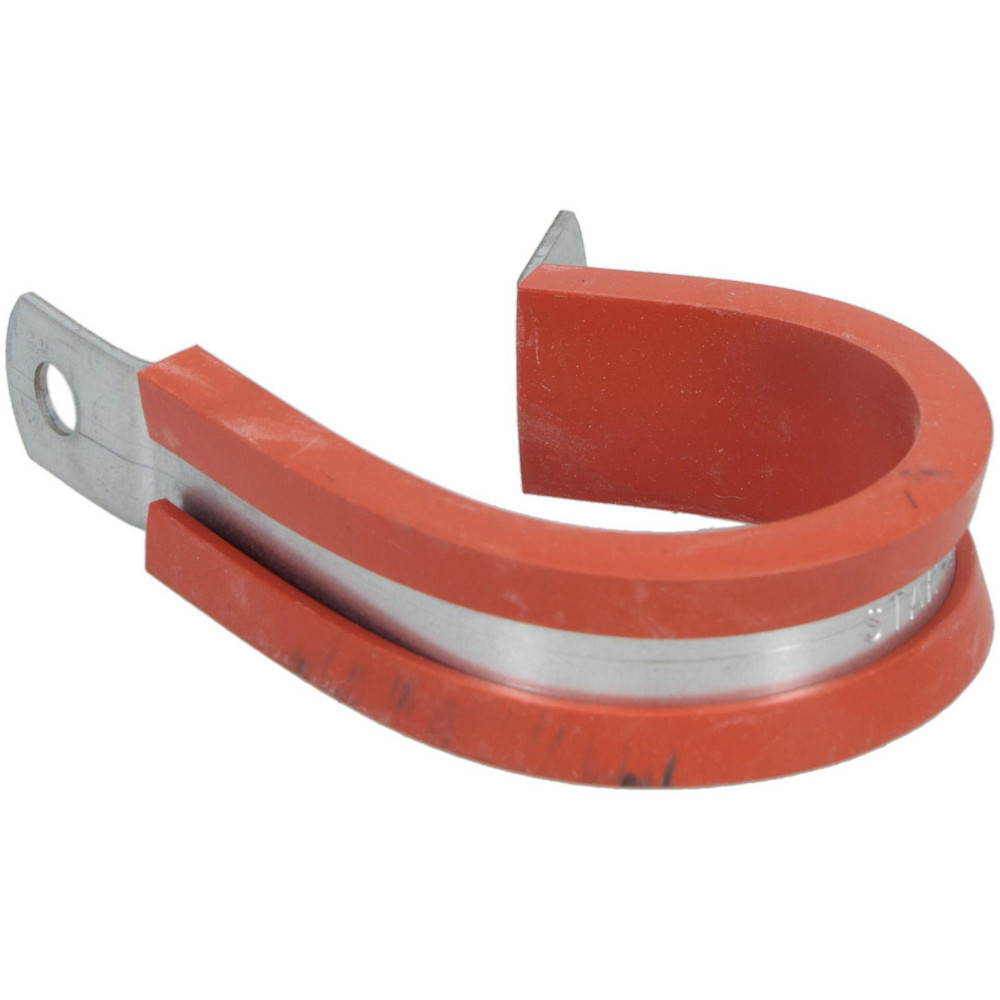 Made in USA Cushion Clamp: 1-1/4" Pipe, Galvanized Steel & Silicone Cushion, Gray & Red - STAR-GS-20HT