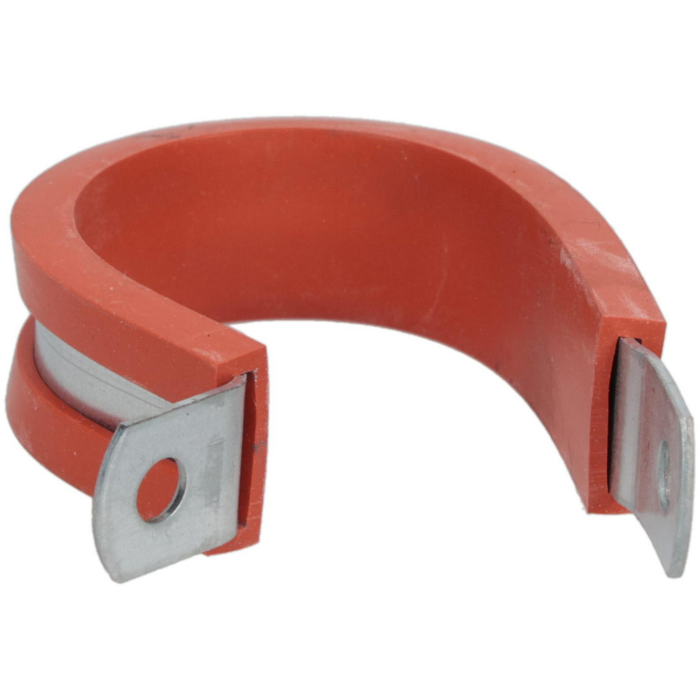 Made in USA Cushion Clamp: 1-1/4" Pipe, Galvanized Steel & Silicone Cushion, Gray & Red - STAR-GS-20HT