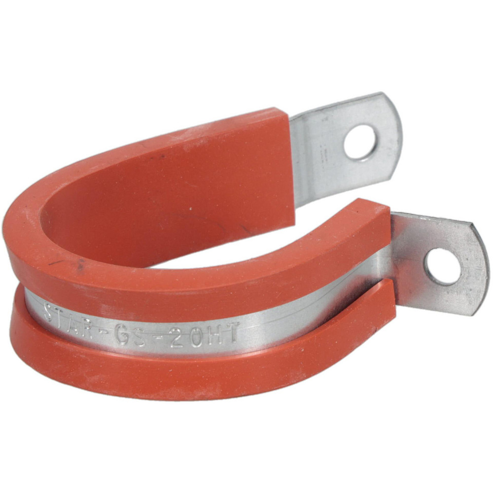 Made in USA Cushion Clamp: 1-1/4" Pipe, Galvanized Steel & Silicone Cushion, Gray & Red - STAR-GS-20HT