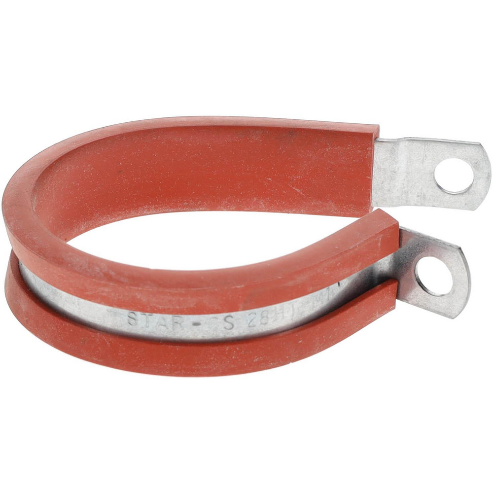 Made in USA Cushion Clamp: 1-3/4" Pipe, Galvanized Steel & Silicone Cushion, Gray & Red - STAR-GS-28HT