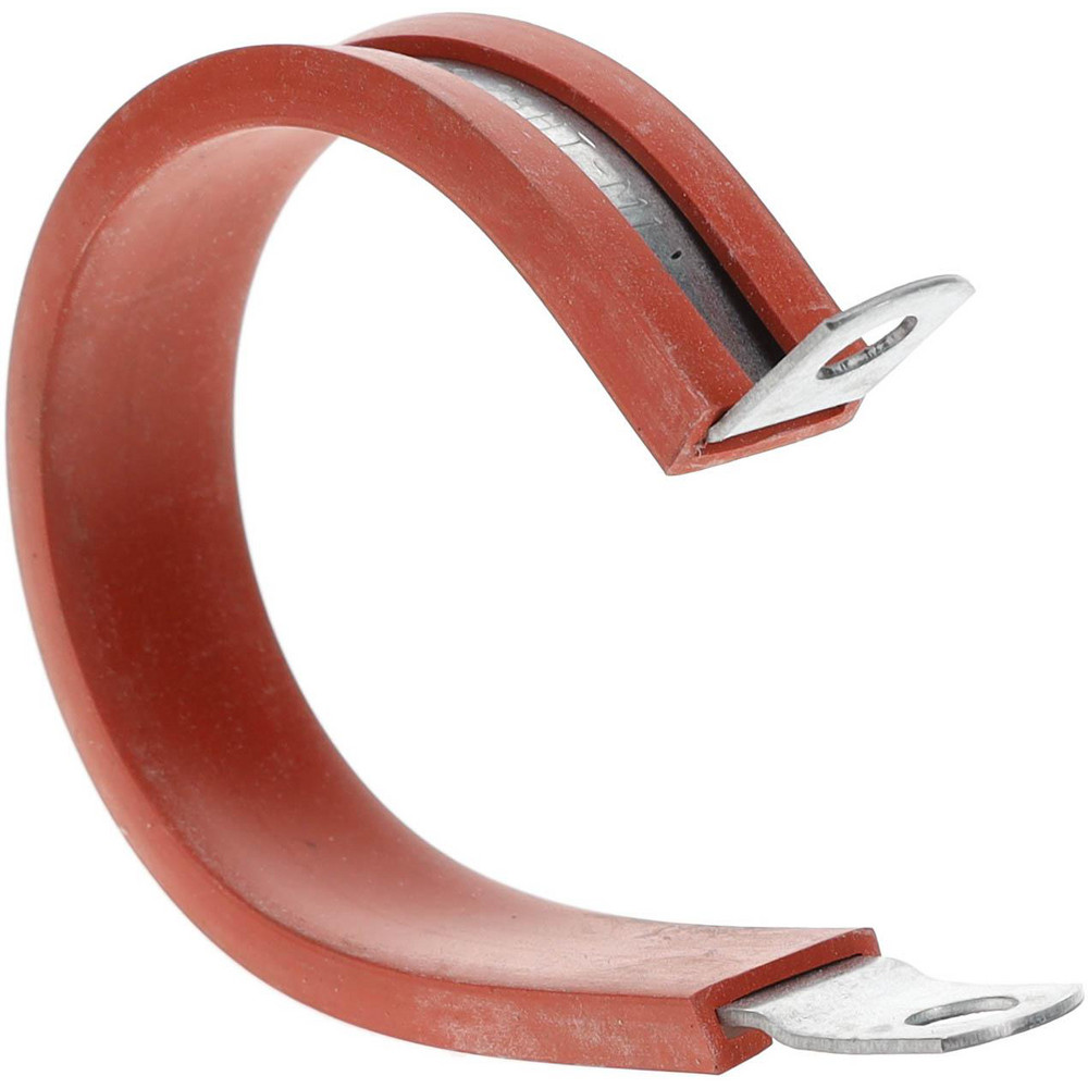 Made in USA Cushion Clamp: 1-3/4" Pipe, Galvanized Steel & Silicone Cushion, Gray & Red - STAR-GS-28HT