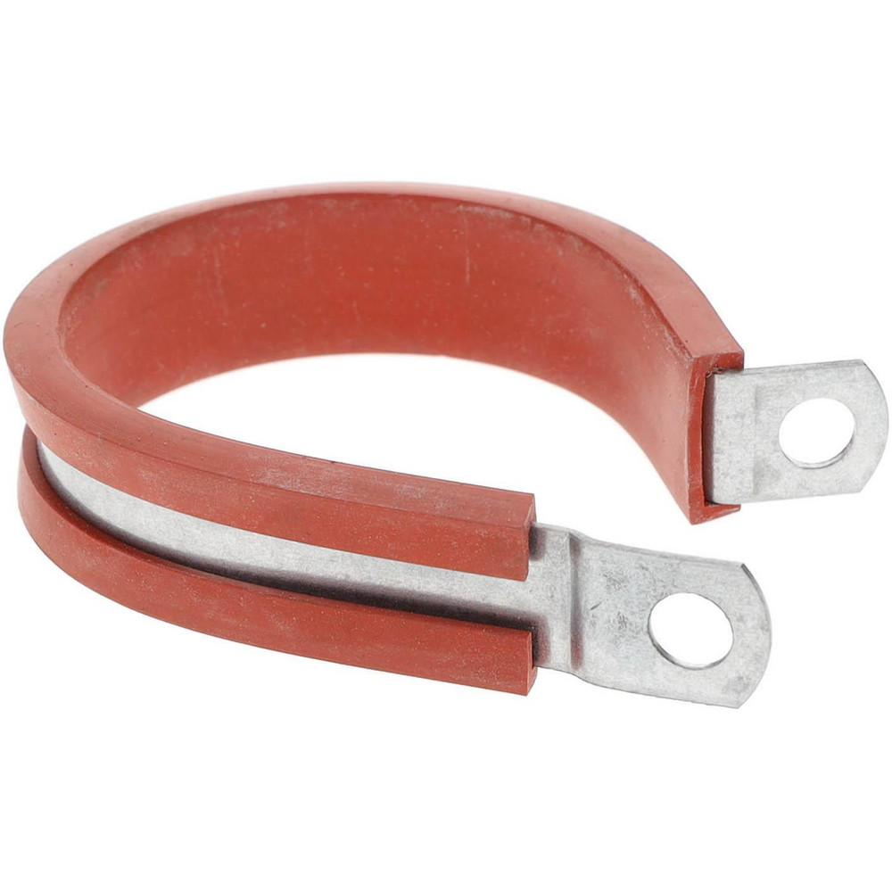 Made in USA Cushion Clamp: 1-3/4" Pipe, Galvanized Steel & Silicone Cushion, Gray & Red - STAR-GS-28HT