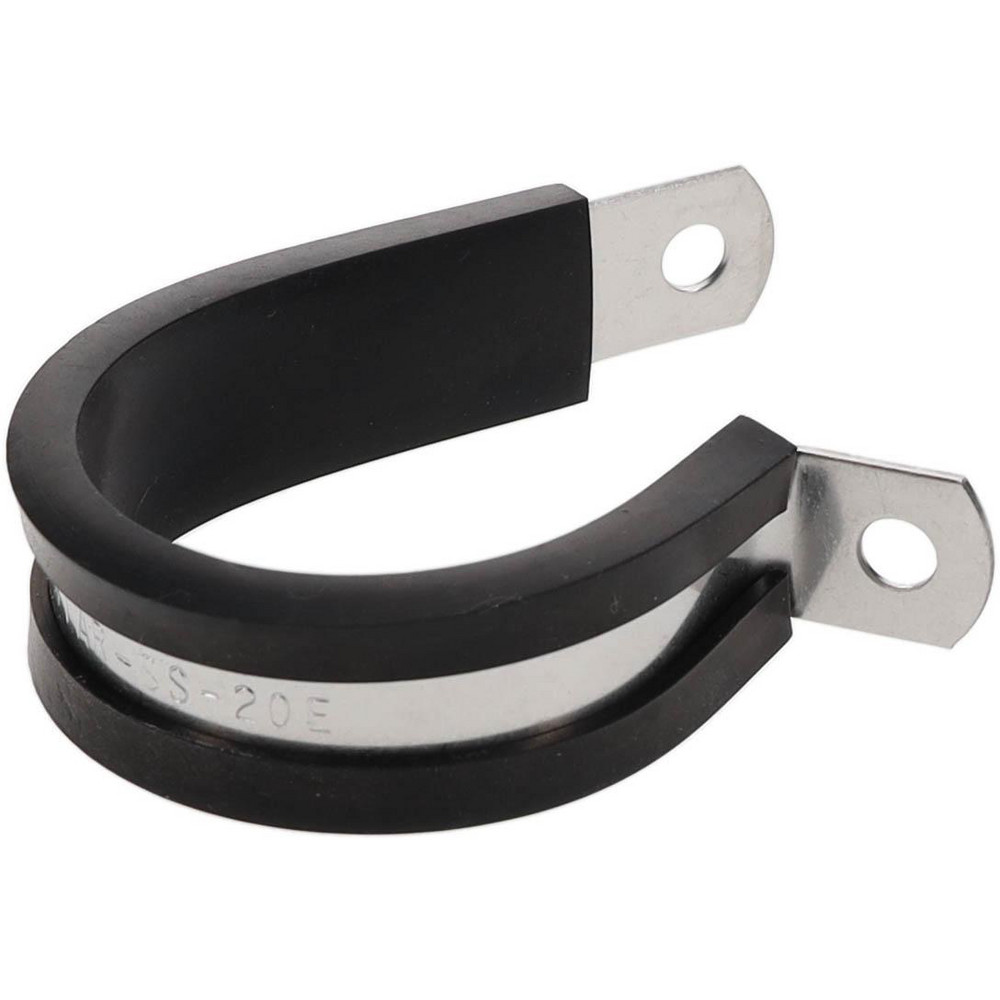 Made in USA Cushion Clamp: 1-1/4" Pipe, Stainless Steel, Black - STAR-SS-20E