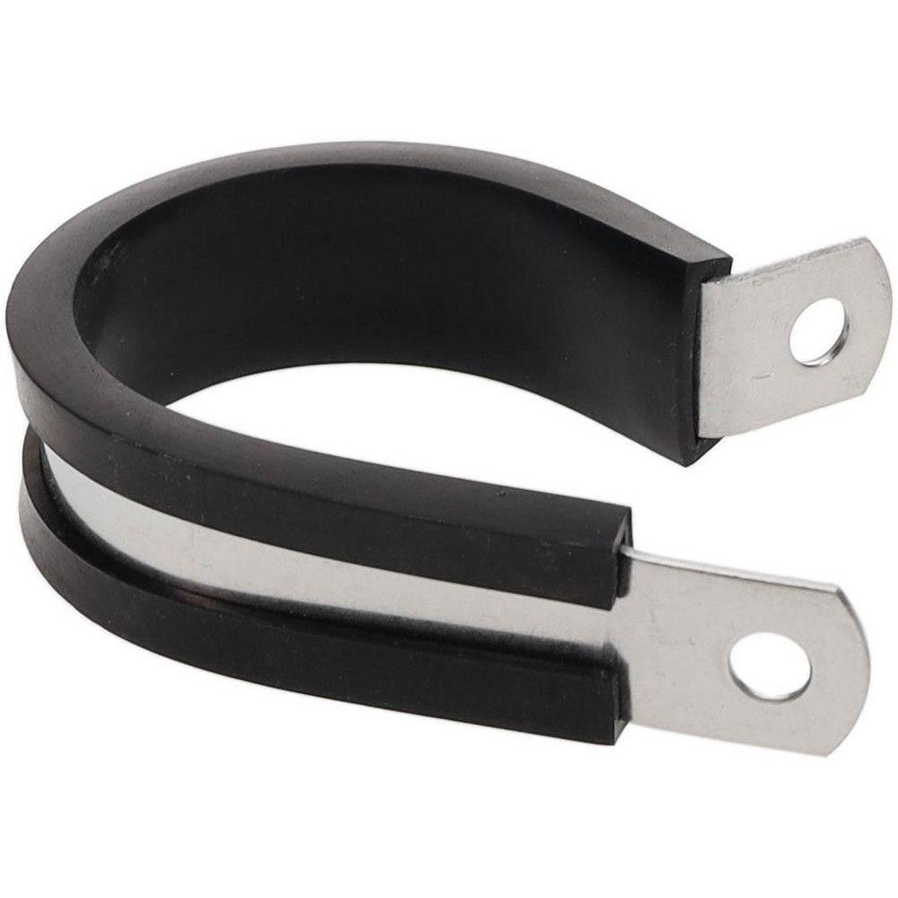 Made in USA Cushion Clamp: 1-1/4" Pipe, Stainless Steel, Black - STAR-SS-20E