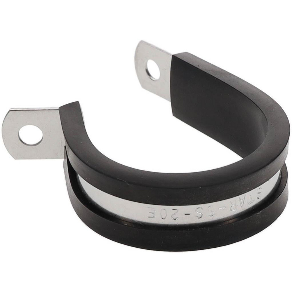 Made in USA Cushion Clamp: 1-1/4" Pipe, Stainless Steel, Black - STAR-SS-20E