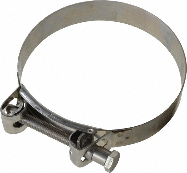 Mikalor T-Bolt Hose Clamp: 5.11 to 5.51" Hose, 1-3/32" Wide, Stainless Steel - 301327-8
