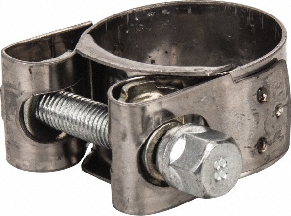 Mikalor T-Bolt Hose Clamp: 5.11 to 5.51" Hose, 1-3/32" Wide, Stainless Steel - 301327-8