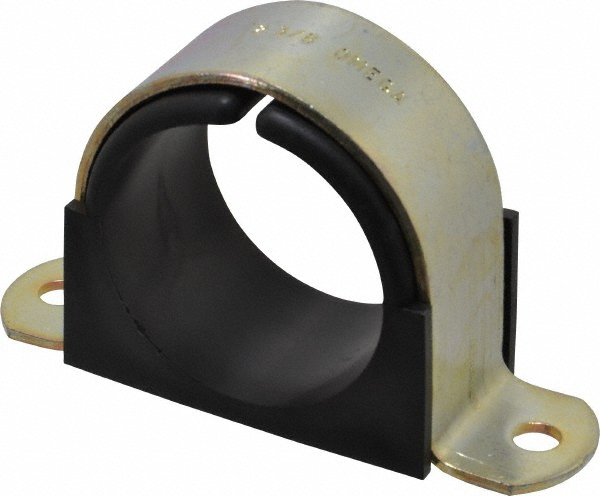 ZSI Pipe Strap with Cushion: 2" Pipe, 2-3/8" Tube, Steel, Zinc Finish, 2 Mount Holes - 038M044