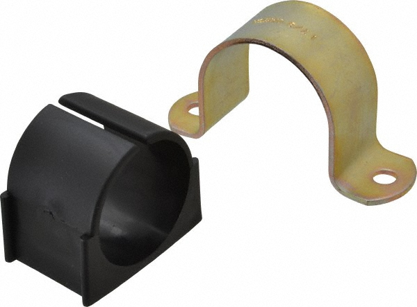 ZSI Pipe Strap with Cushion: 2" Pipe, 2-3/8" Tube, Steel, Zinc Finish, 2 Mount Holes - 038M044