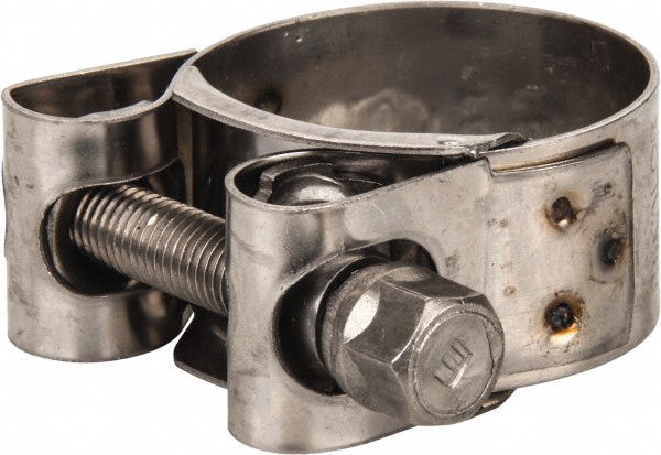 Mikalor T-Bolt Hose Clamp: 3.82 to 4.1" Hose, 63/64" Wide, Stainless Steel - 301323-5