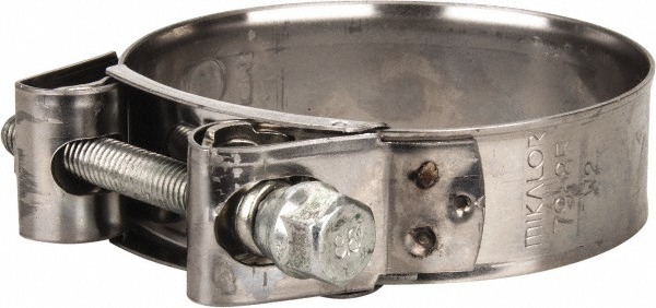 Mikalor T-Bolt Hose Clamp: 3.82 to 4.1" Hose, 63/64" Wide, Stainless Steel - 301323-5