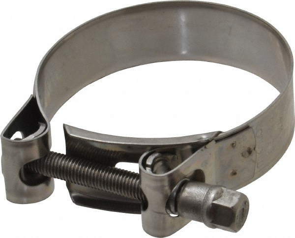 Mikalor T-Bolt Hose Clamp: 3.82 to 4.1" Hose, 63/64" Wide, Stainless Steel - 301323-5
