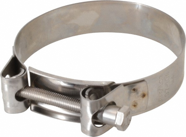 Mikalor T-Bolt Hose Clamp: 3.82 to 4.1" Hose, 63/64" Wide, Stainless Steel - 301323-5
