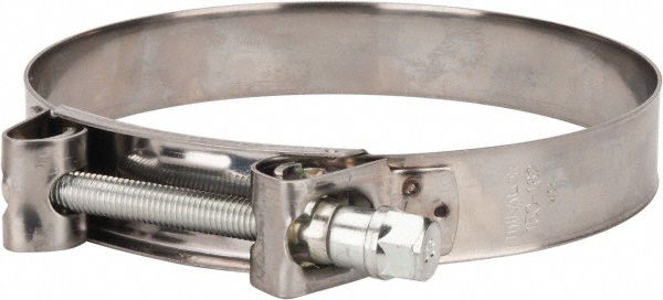 Mikalor T-Bolt Hose Clamp: 5.91 to 6.38" Hose, 1-3/32" Wide, Stainless Steel - 301329-4