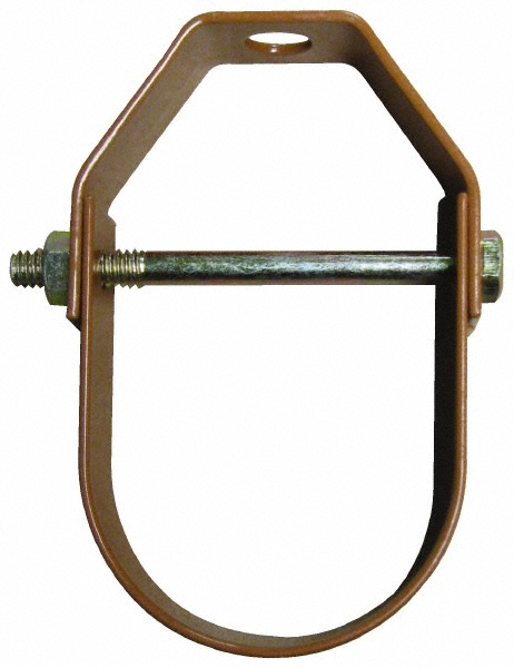 Empire Adjustable Clevis Hanger: 3-1/2" Pipe, 1/2" Rod, Carbon Steel, Copper-Plated - 110CT0350