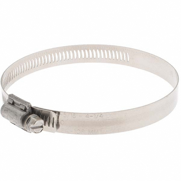 IDEAL TRIDON Worm Gear Clamp: SAE 60, 3-5/16 to 4-1/4" Dia, Stainless Steel Band - 6760M51