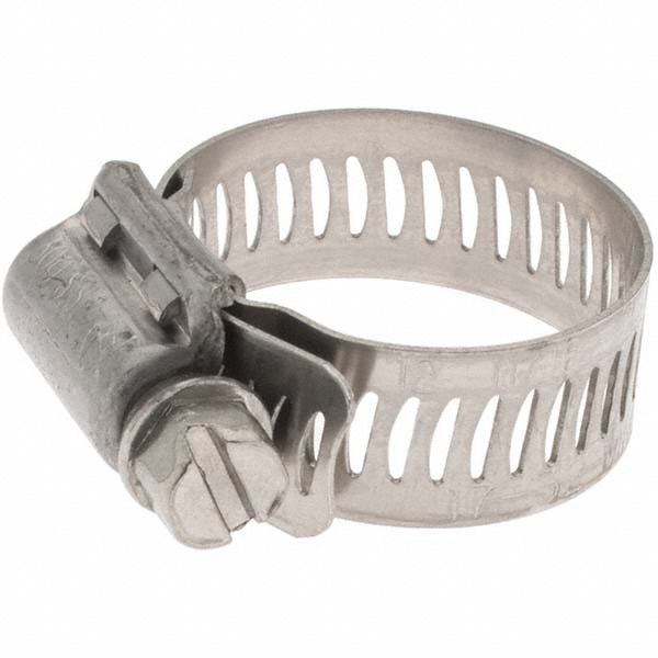 IDEAL TRIDON Worm Gear Clamp: SAE 12, 9/16 to 1-1/4" Dia, Stainless Steel Band - 620012706