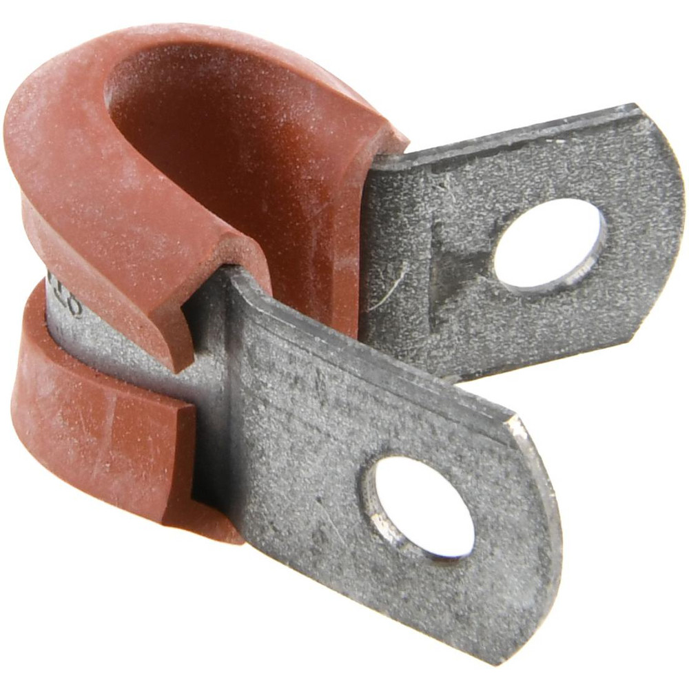 Made in USA Cushion Clamp: 1-1/2" Pipe, Galvanized Steel & Silicone Cushion, Red - STAR-GS-24HT