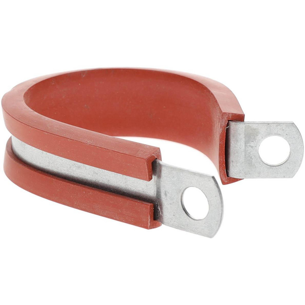 Made in USA Cushion Clamp: 1-1/2" Pipe, Galvanized Steel & Silicone Cushion, Red - STAR-GS-24HT