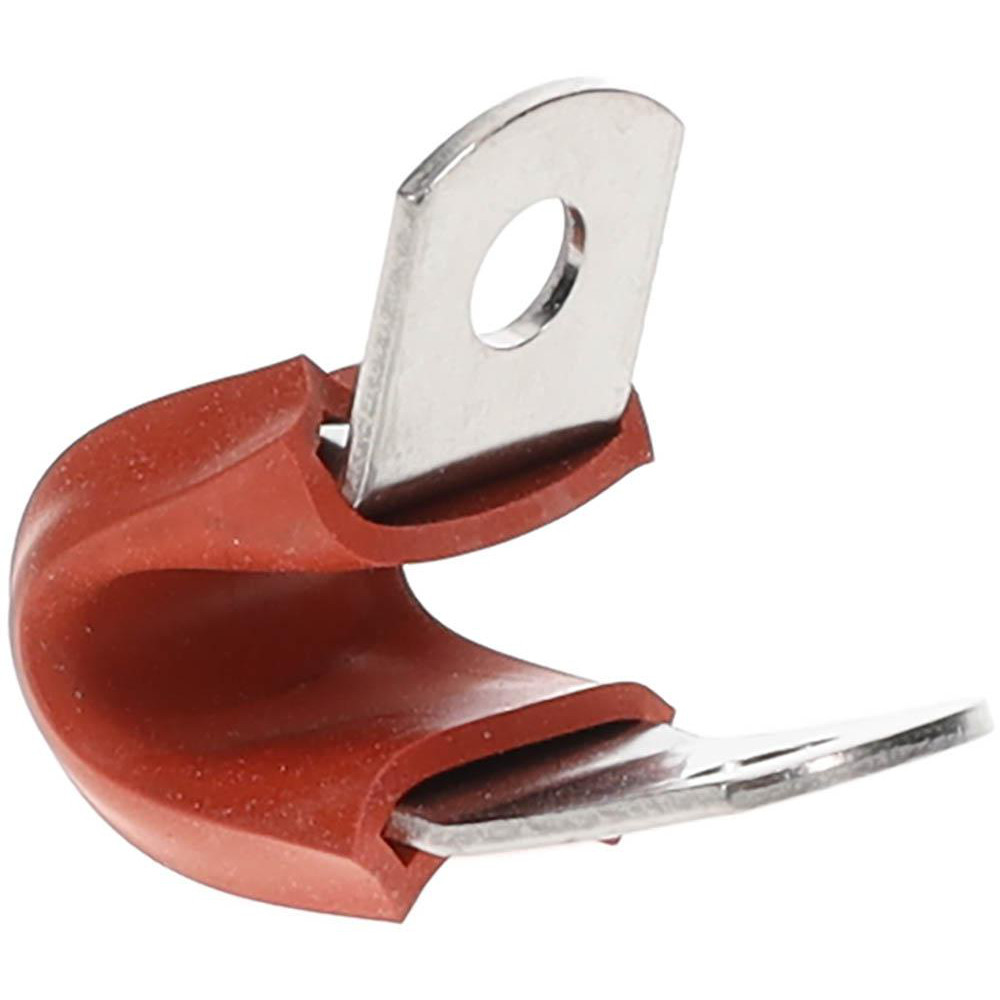 Made in USA Cushion Clamp: 2" Pipe, Stainless Steel, Red - STAR-SS-32HT