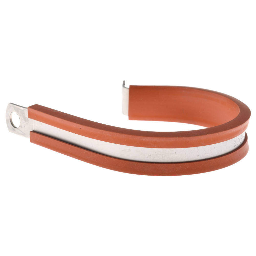 Made in USA Cushion Clamp: 2" Pipe, Stainless Steel, Red - STAR-SS-32HT